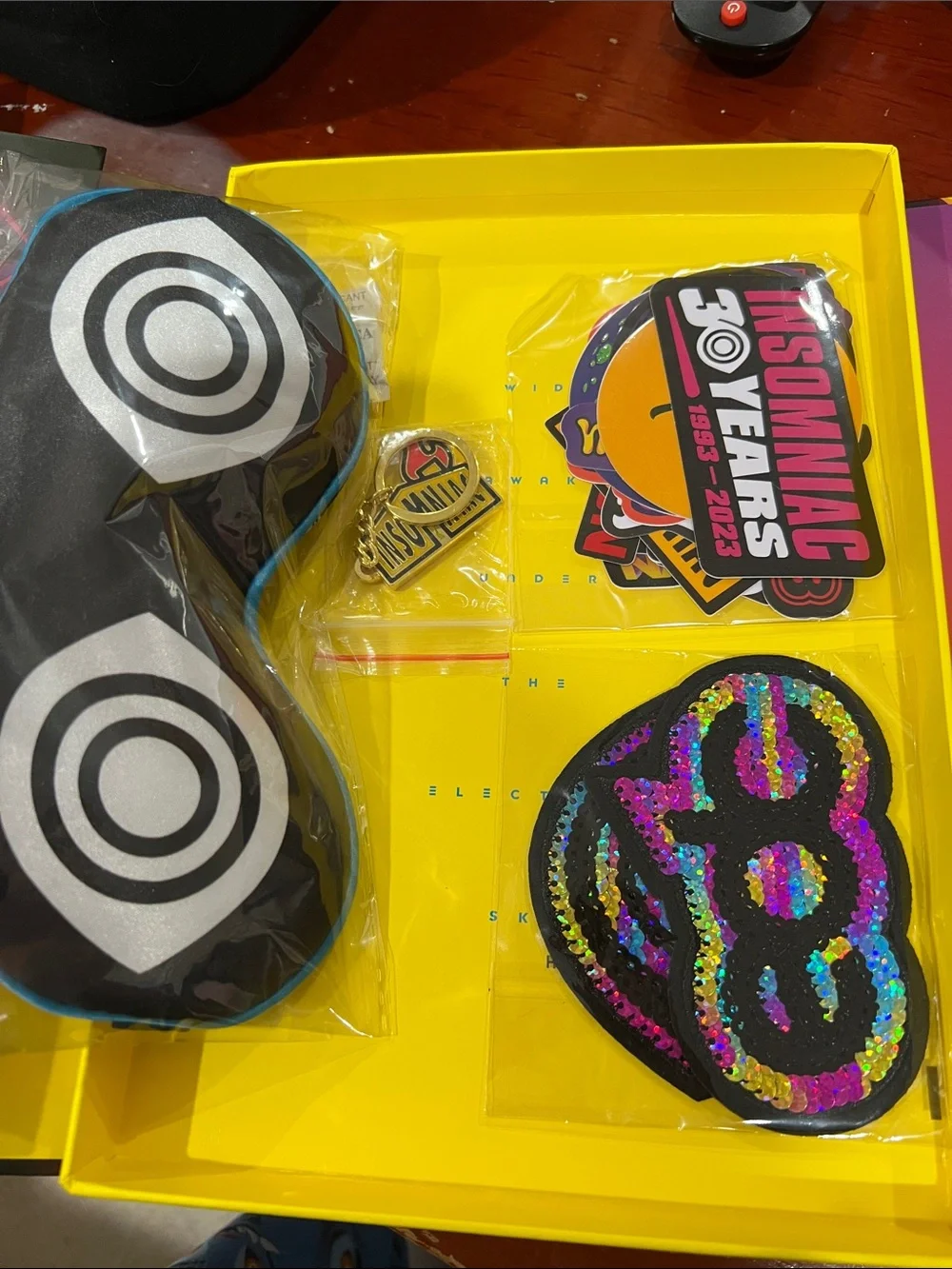 EDC Las Vegas 2023 box include box, stickers, keychain, patches and etc